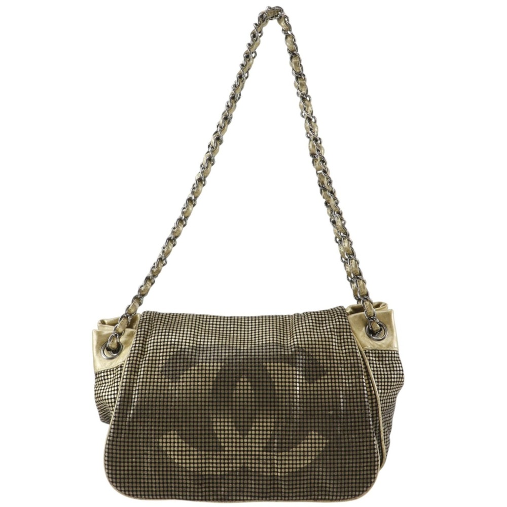 Chanel Hollywood Accordion Flap Bag, Leather Shoulder Gold, Crossbody Women's.